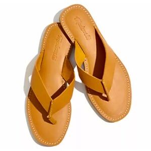 Madewell Tan Leather Flip Flop Sandals